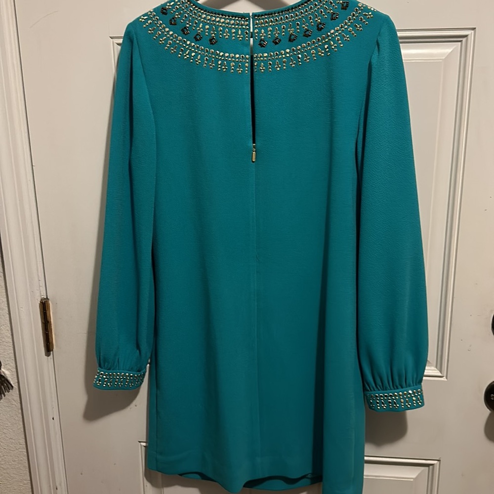 Trina Turk Women's Kapono Long Sleeve Embellished Classic Crepe Dress Sz 6 - Picture 11 of 11